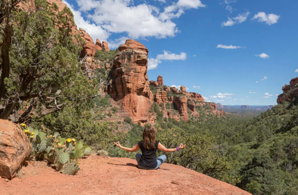 Woman does yoga in Sedona, AZ