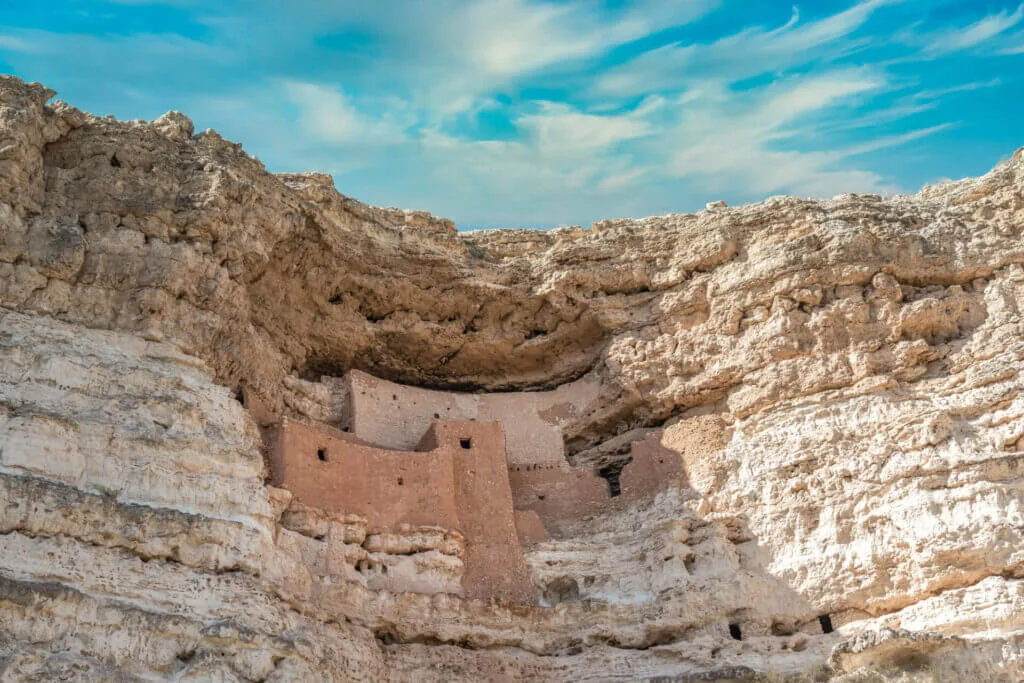 View from below unique place to visit in Sedona AZ, Montezuma Castle