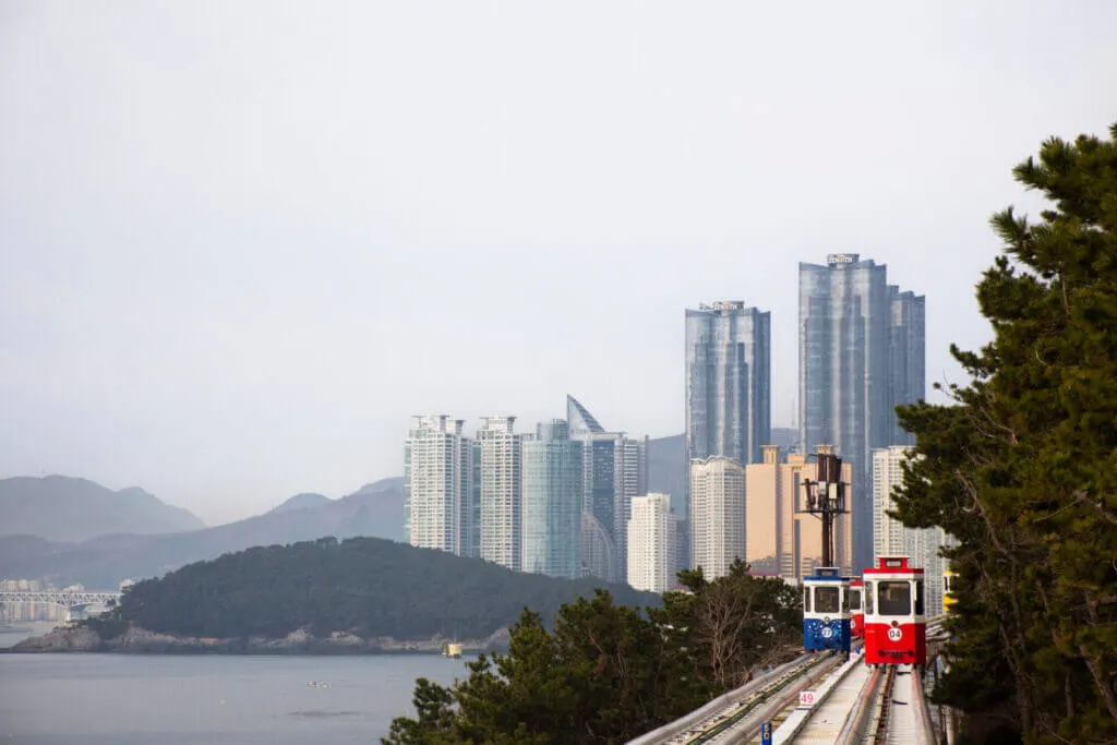 Busan sky capsule ride, views of Busan in South Korea