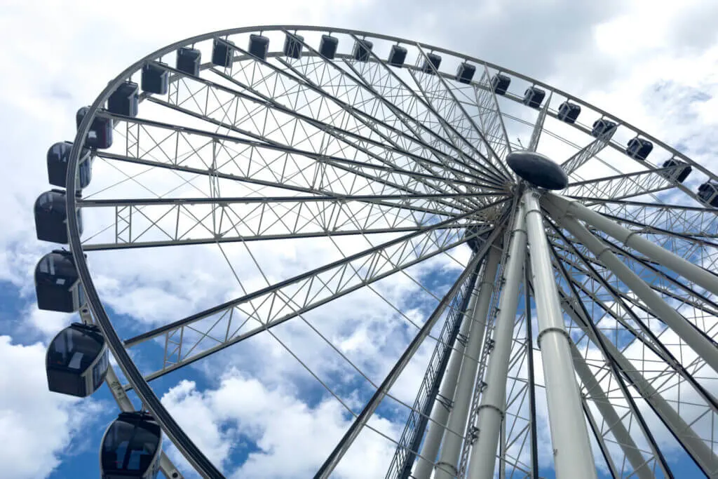 View from below the Sky Views Miami Observation Wheel near the Bayside Market Place
