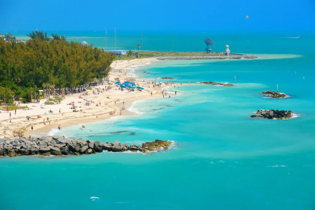 aerial view of the Florida Keys shoreline and beaches