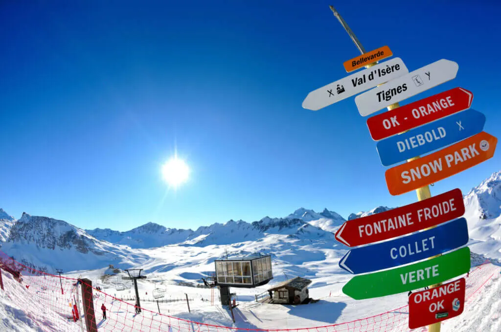 signage at Val d’Isere, France ski area