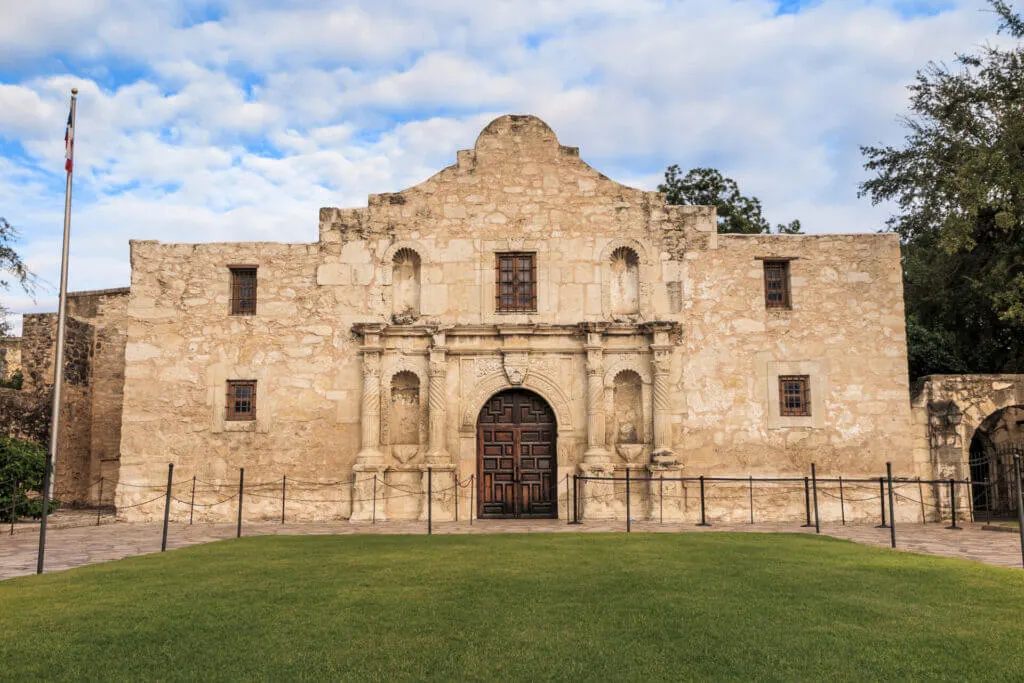 Exterior of the famous Alamo in San Antonio, TX