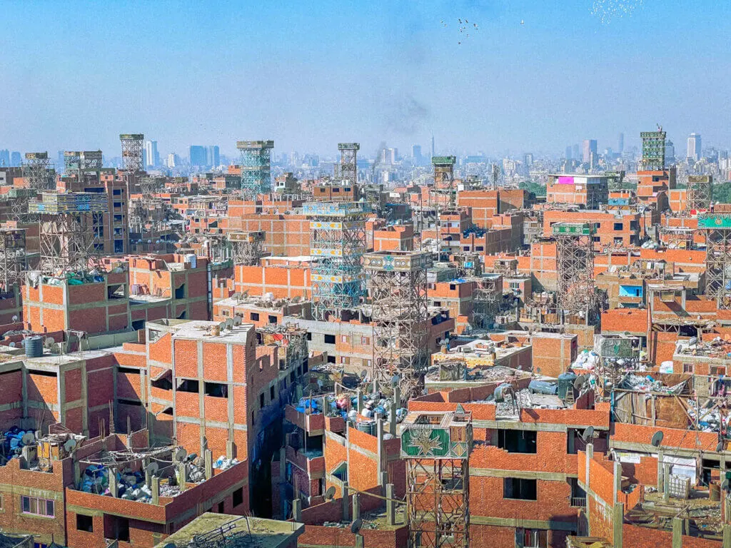 Garbage City Cairo view from a pigeon tower