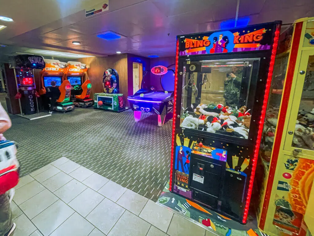 Kids and arcade games area on ferry