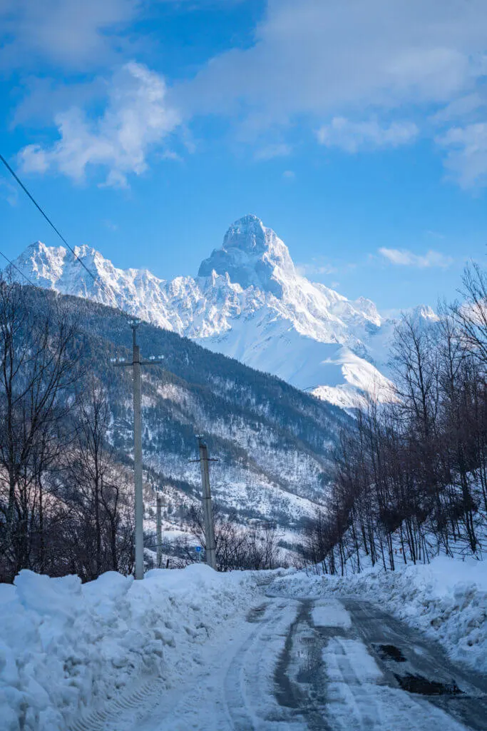 Drivign in Mestia in winter 