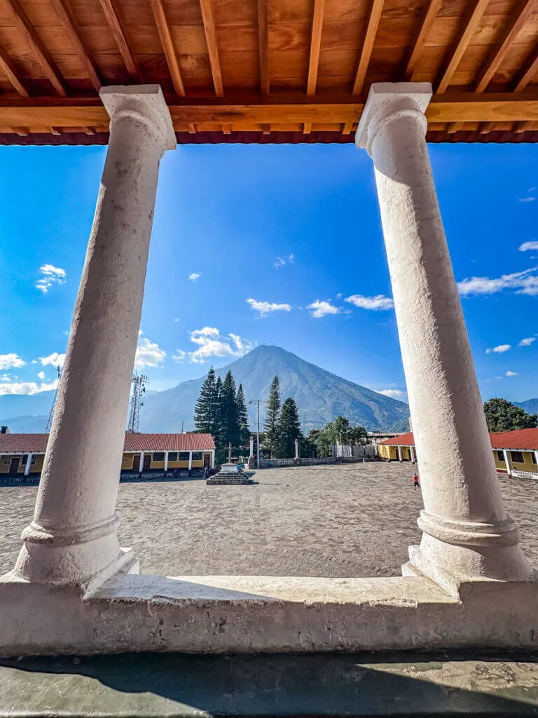 Santiago Atitlán st james church view of San Pedro volcano