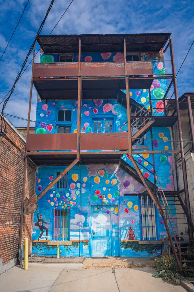 Janesville Wisconsin colorful balloon mural