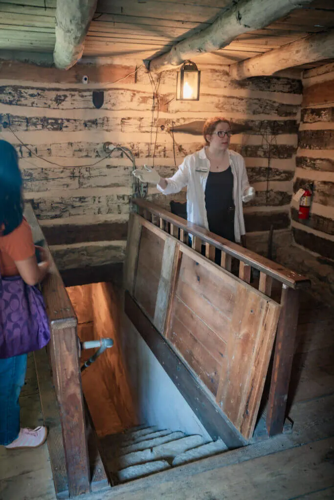 The entrance to the underground tunnel would have been hidden and covered with a mat Milton huse Museum Janesville
