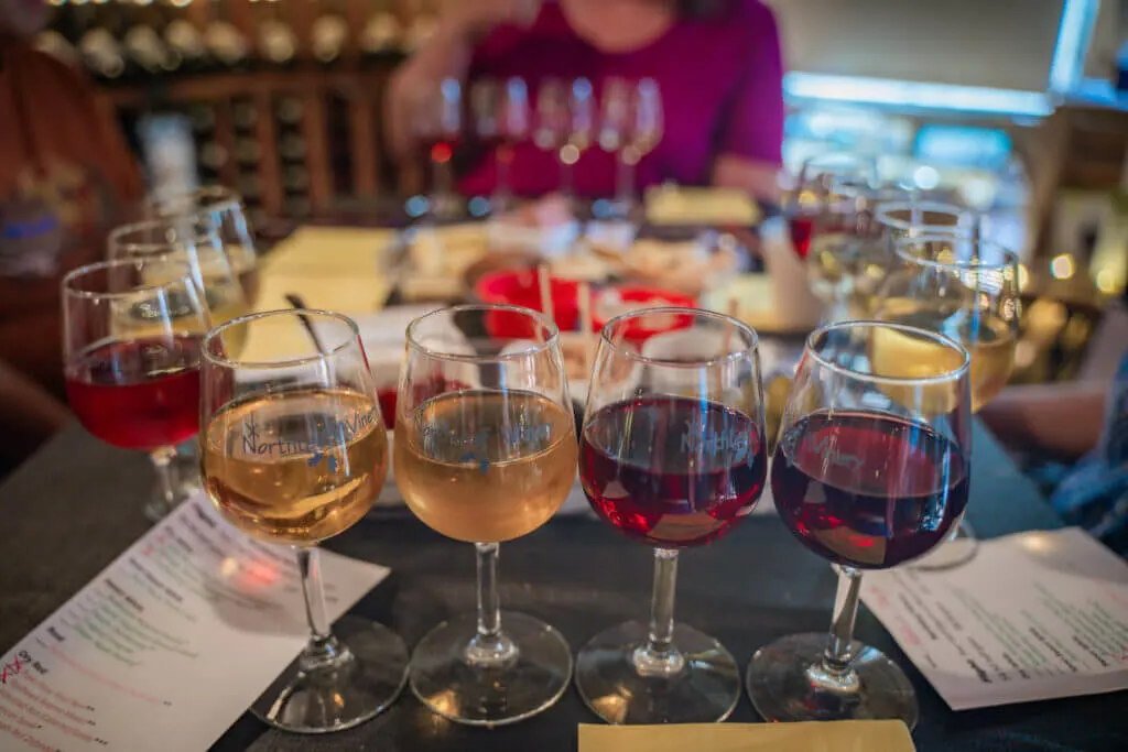 Northleaf Winery wine flights and cheese board Janesville/Milton WI