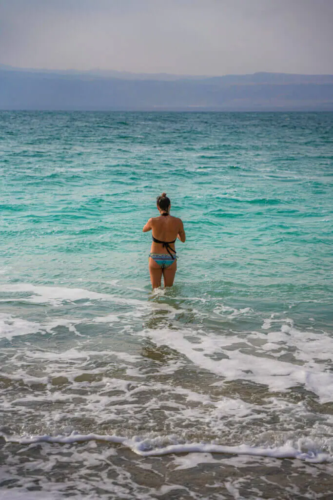 Swimming in the dead Sea in Jordan