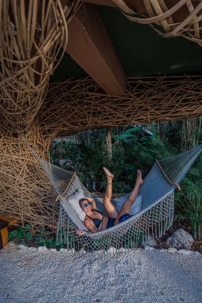 kan tulum sustainable design - hammock and treehouse base