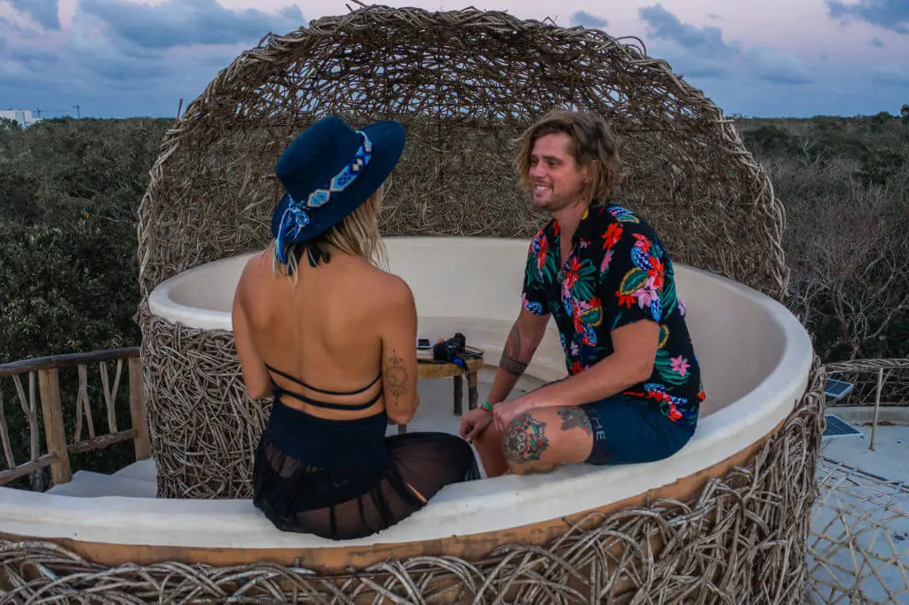 Kan Tulum sustainable hotel sunset/sunrise view nests above the jungle