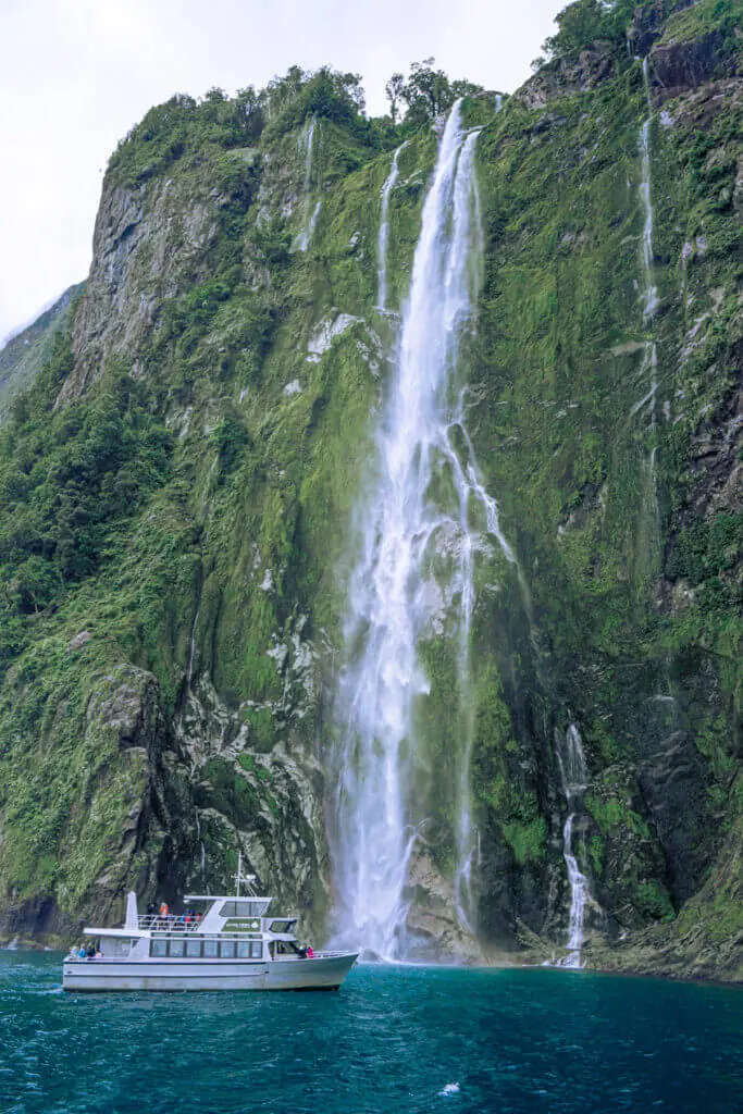milford sound day tour and boat cruise with waterfall