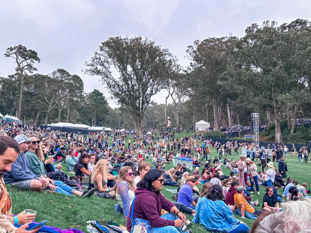 Sitting on the hill at outside lands festival