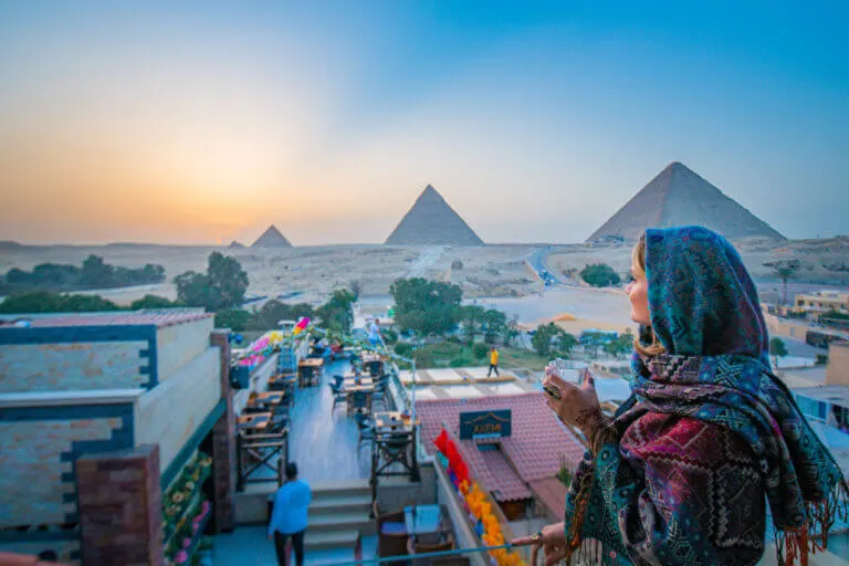 pyramids of giza restaurant city view for sunset
