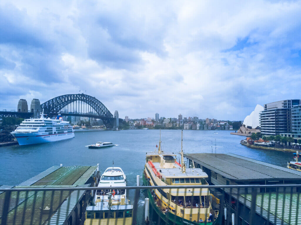 view from cafes in sydney on a rainy day 