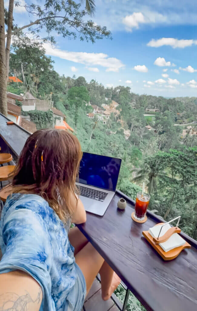 laptop work time with a view