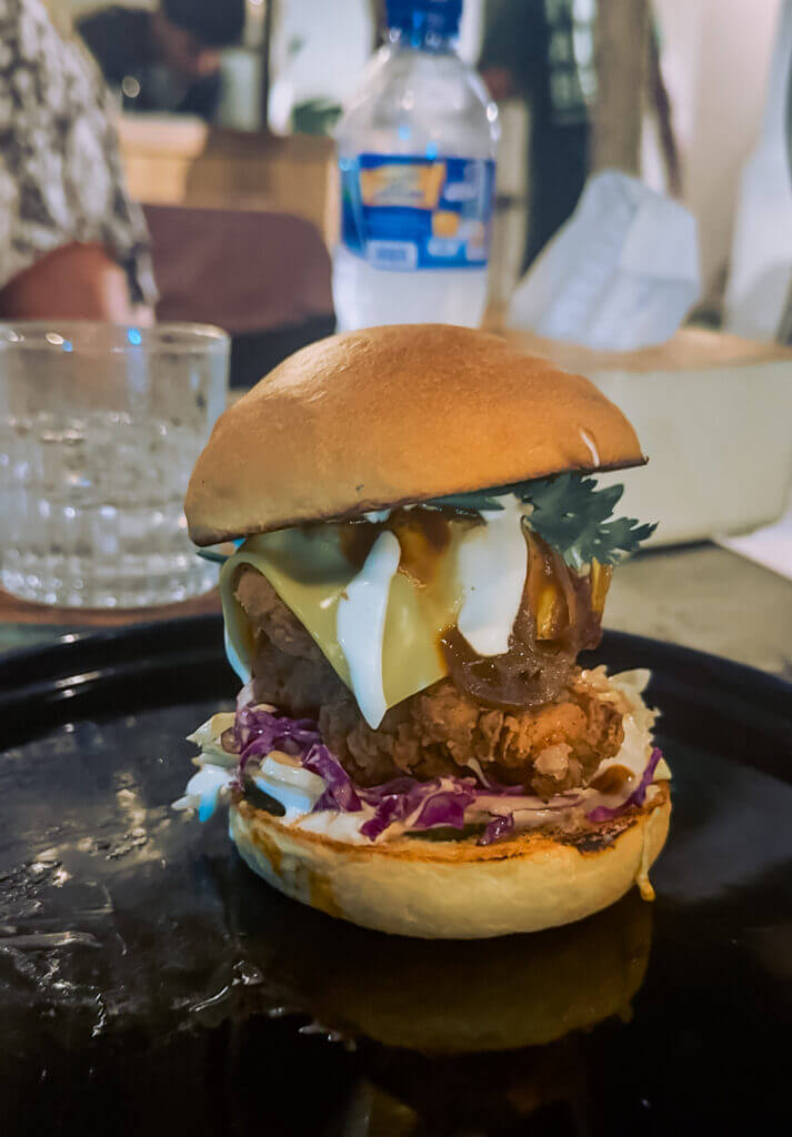 Chicken burger at bonzer nusa lembongan