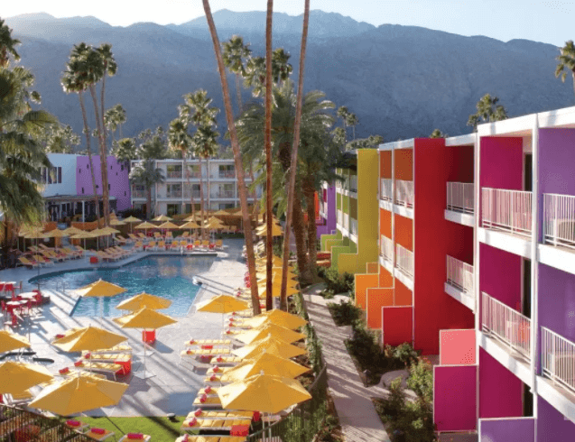 saguaro fun colorful rainbow themed hotel palm springs california 