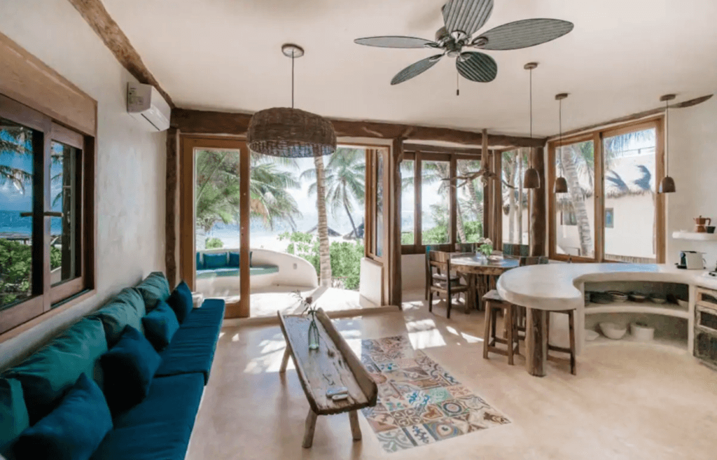 unique beachfront airbnb Tulum Mexico