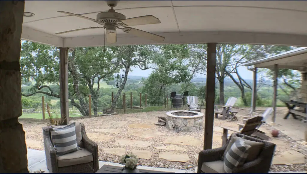 amazing views from a barn at the quarry patio in Fredericksburg TX