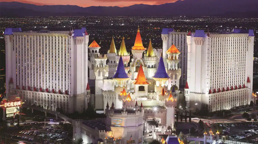 Excalibur, the best fantasy themed hotel rooms in las vegas with castle and medieval theme