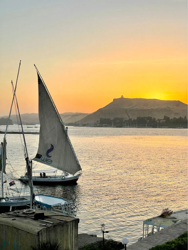 beautiful Aswan sunset on the nile is one of the best places to visit in Egypt
