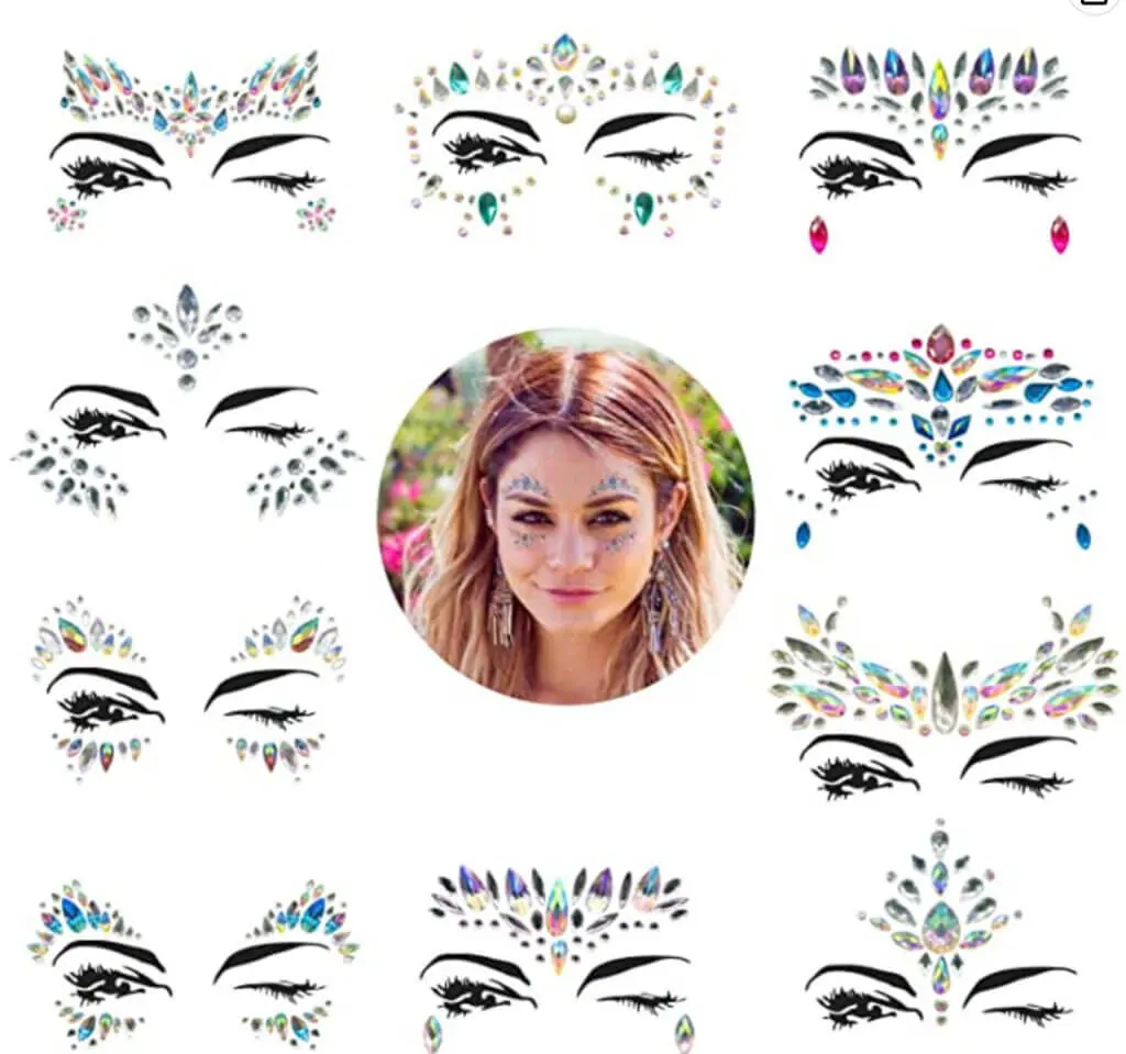 festival glitter jewels face paints and flash tattoos gifts for festival goers ravers
