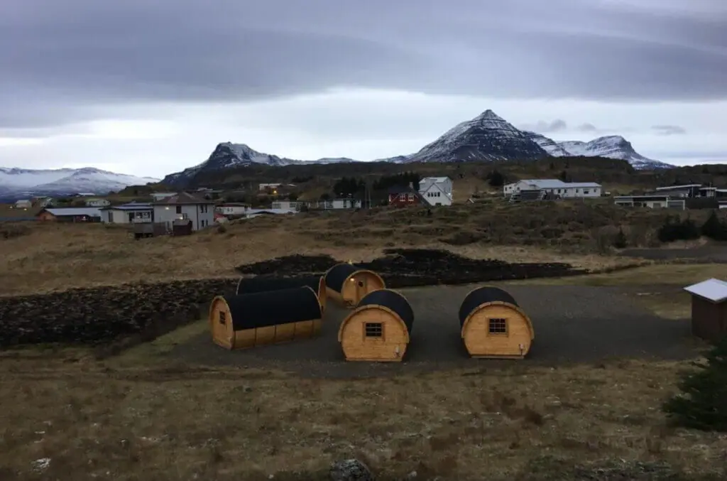 Framtid Lodging Barrels (Framtíð tjaldsvæði) affodable unique iceland accommodation on ring road