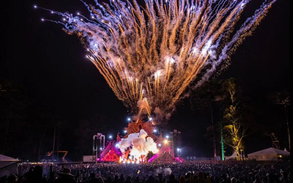 XXXperience music Festival in Brazil amazing stage pyrotechnics at night 