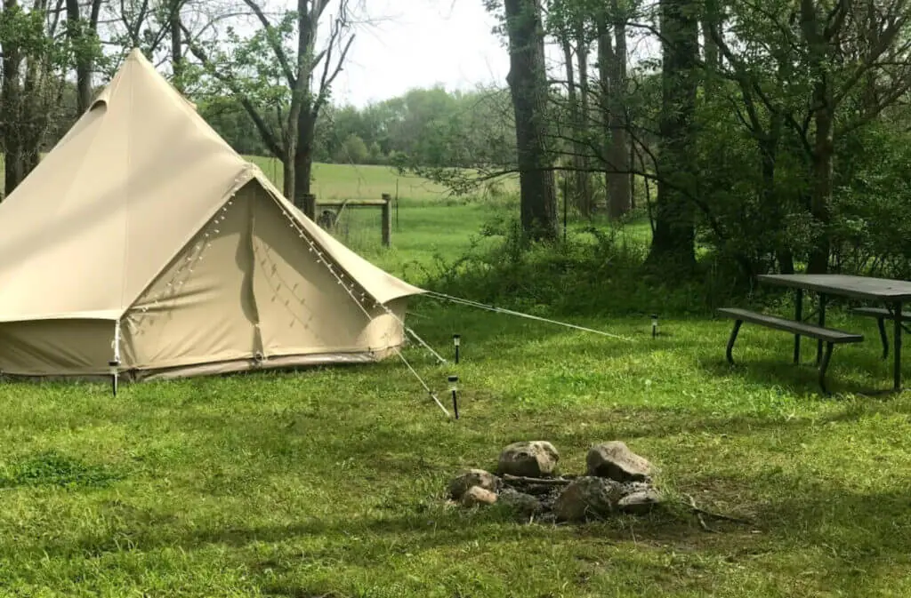 Camping set-up at the Heritage Farm in Indiana