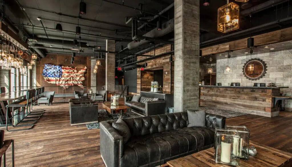 Ironworks Hotel cool and rustic lobby