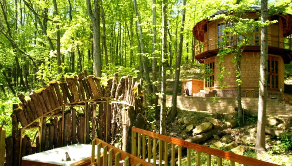 The exterior of fun place to stay in Indiana, the Lost River Hotel