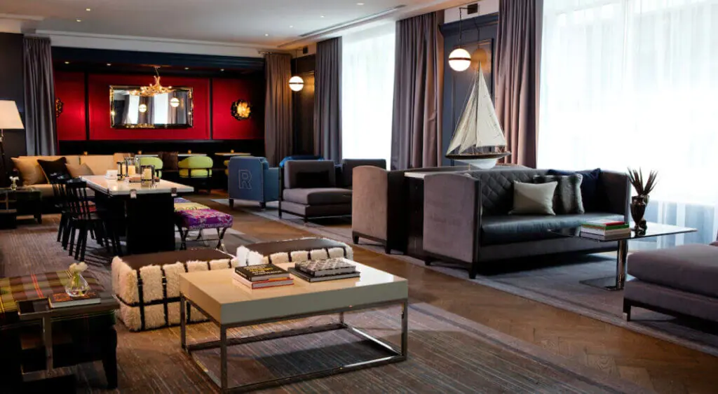 The lobby of The Cardinal Hotel