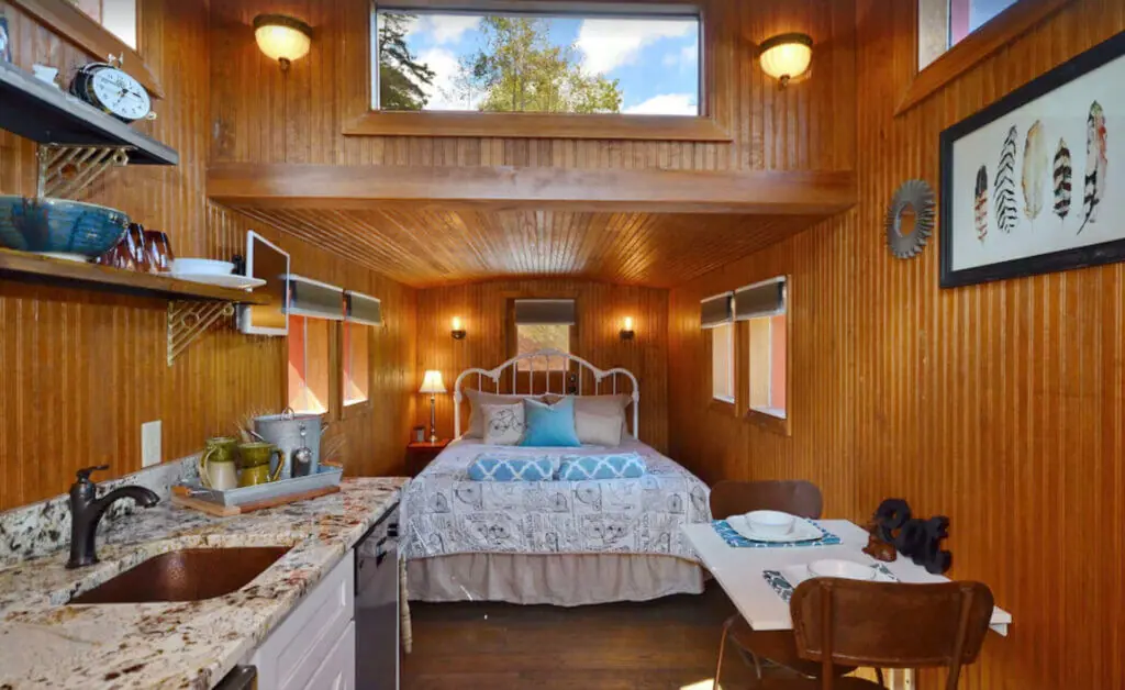 Interior of unique NC place to stay, The Caboose at Station 451