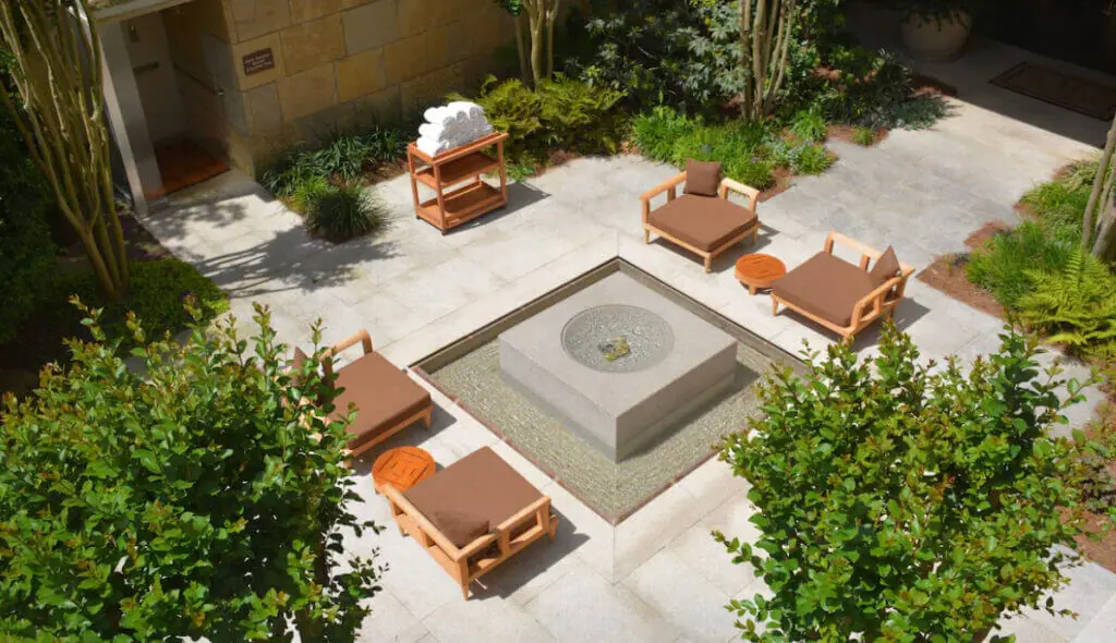 Outdoor lounge area at Umstead Hotel and Spa