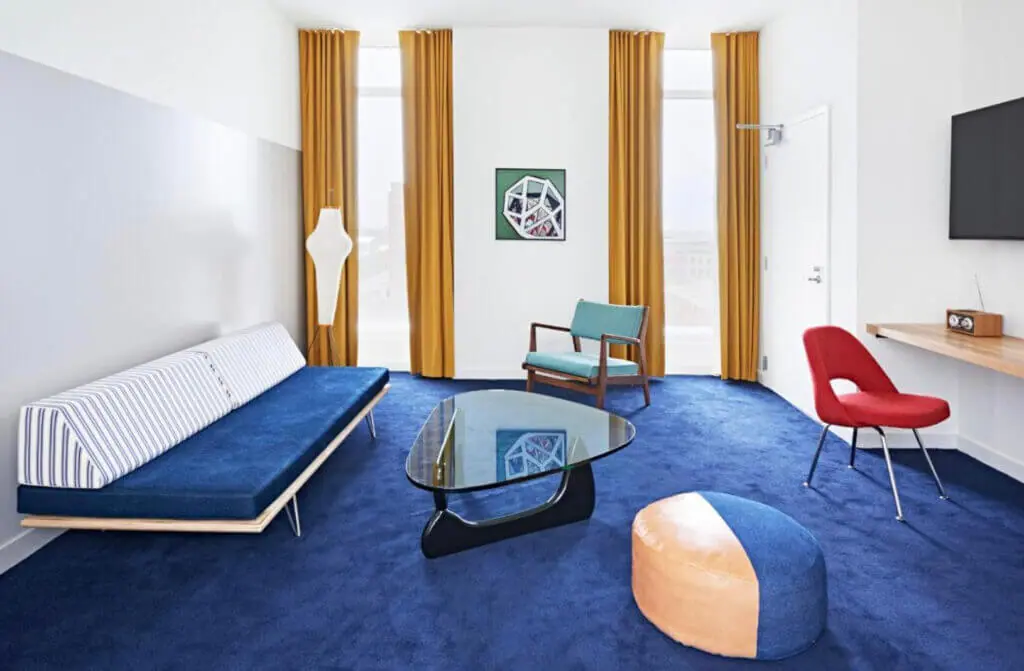 Retro and mid-century interior at the The Durham Hotel NC