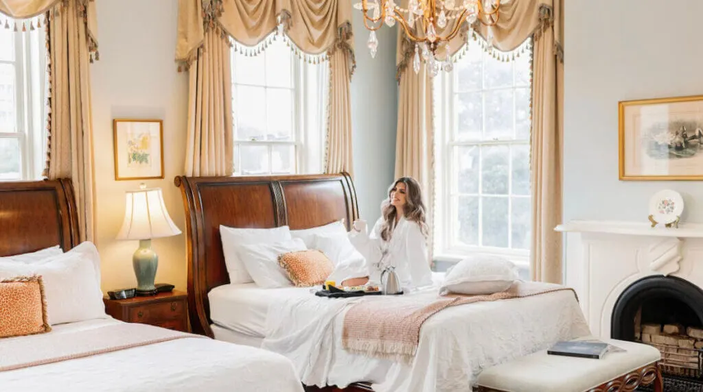 Luxurious and unique room at The Gastonian hotel, Savannah Georgia