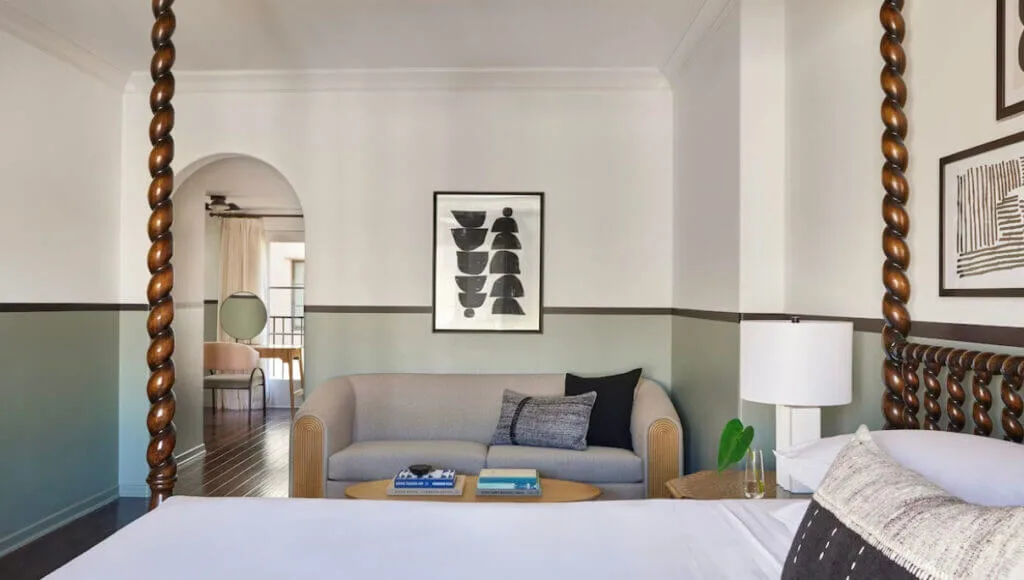 Boutique room interior at unique place to stay in Santa Barbara Kimpton Canary Hotel