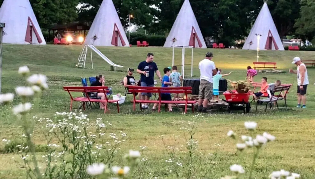 Area to hangout at fun place to stay in Kentucky Historic Wigwam Village No. 2