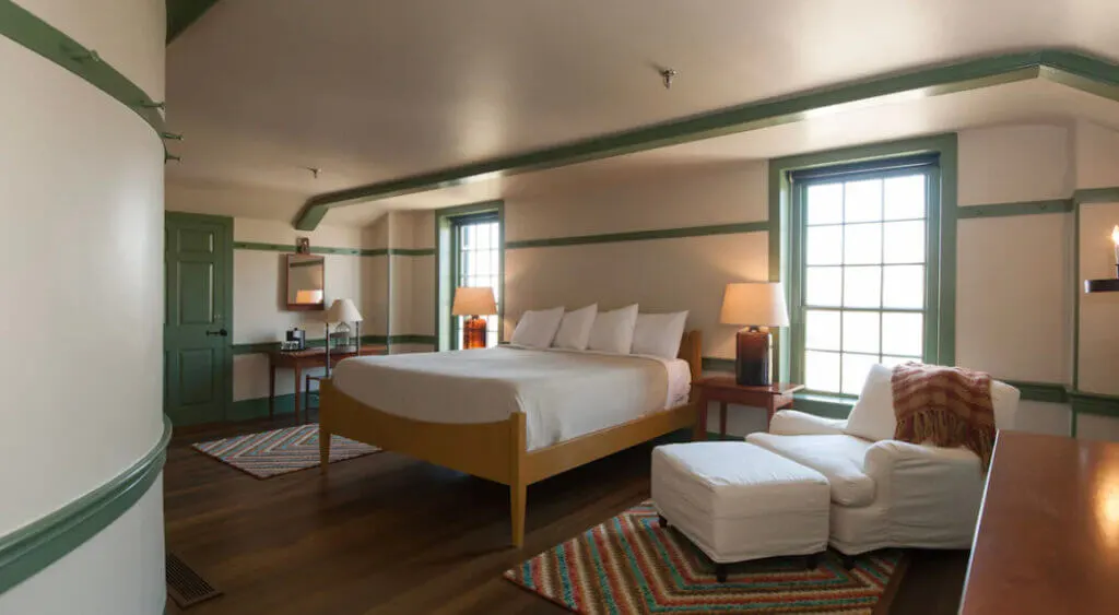 The interior room design at fun place to stay in KY, Shaker Village of Pleasant Hill