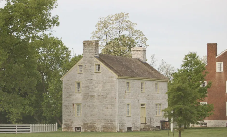 Exterior of one of the unique accommodations at Shaker Village of Pleasant Hill, Kentucky