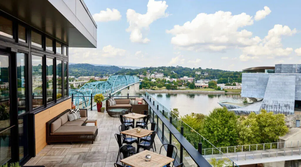 The rooftop river view from the The Edwin Hotel