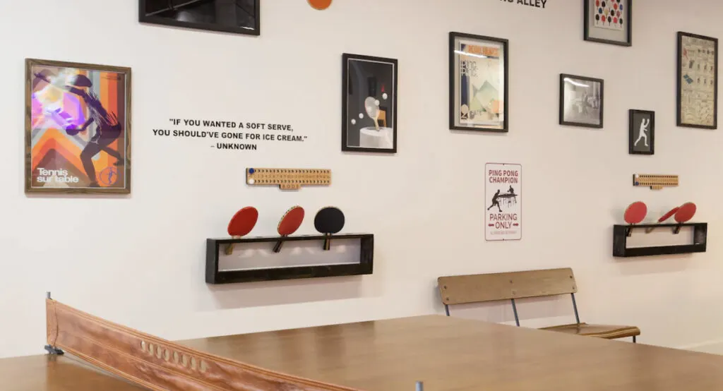 Ping pong table in apartment of Hotel Clommons, Formerly Bode