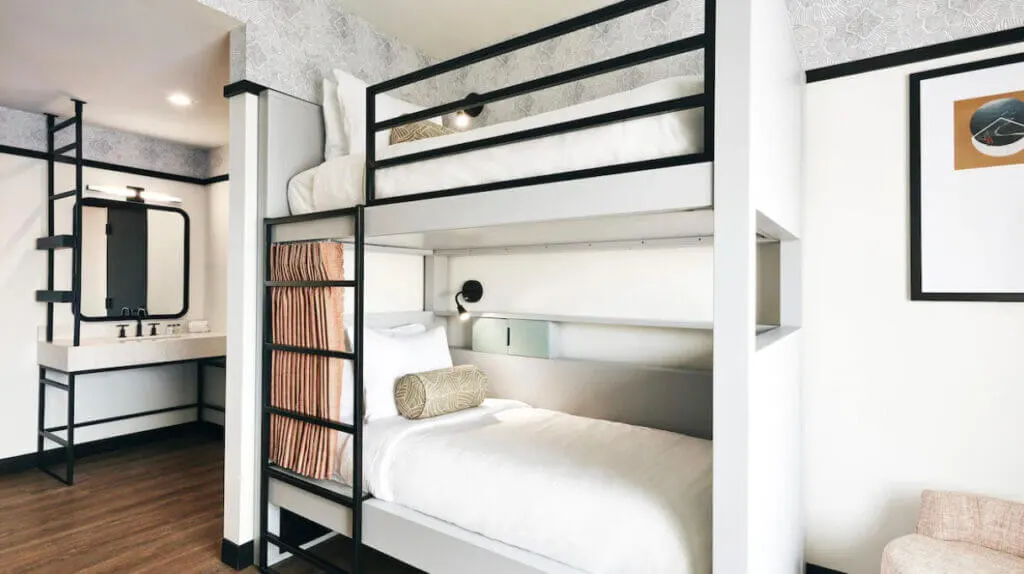 Bunk bed room at Kinley Chattanooga Southside, boutique Chattanooga hotels