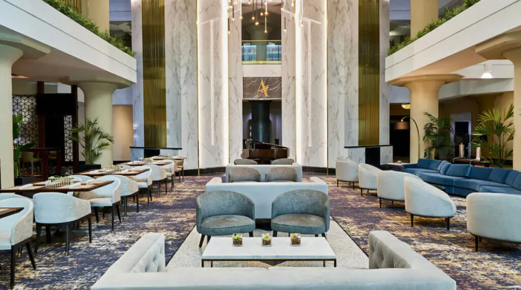 Lobby at the Atheneum Suite Hotel Detroit