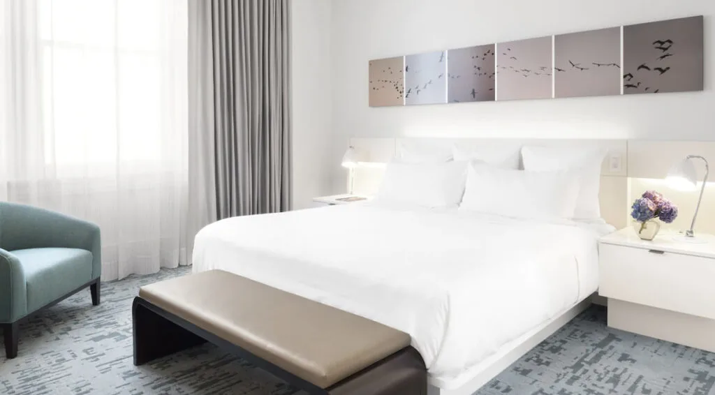 Interior of room at 21C Museum Hotel Lexington