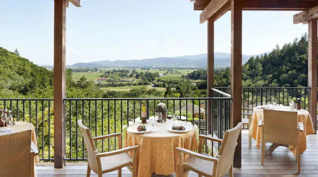 Restaurant at the Auberge du Soleil unique Napa lodgings