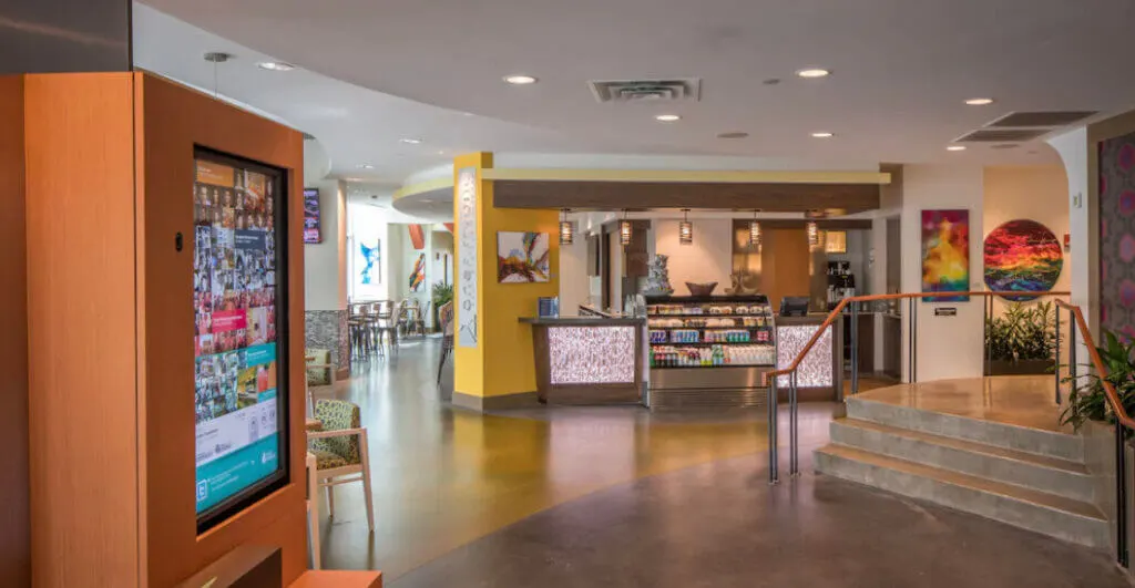 lobby of Hotel Indigo, Asheville North Carolina